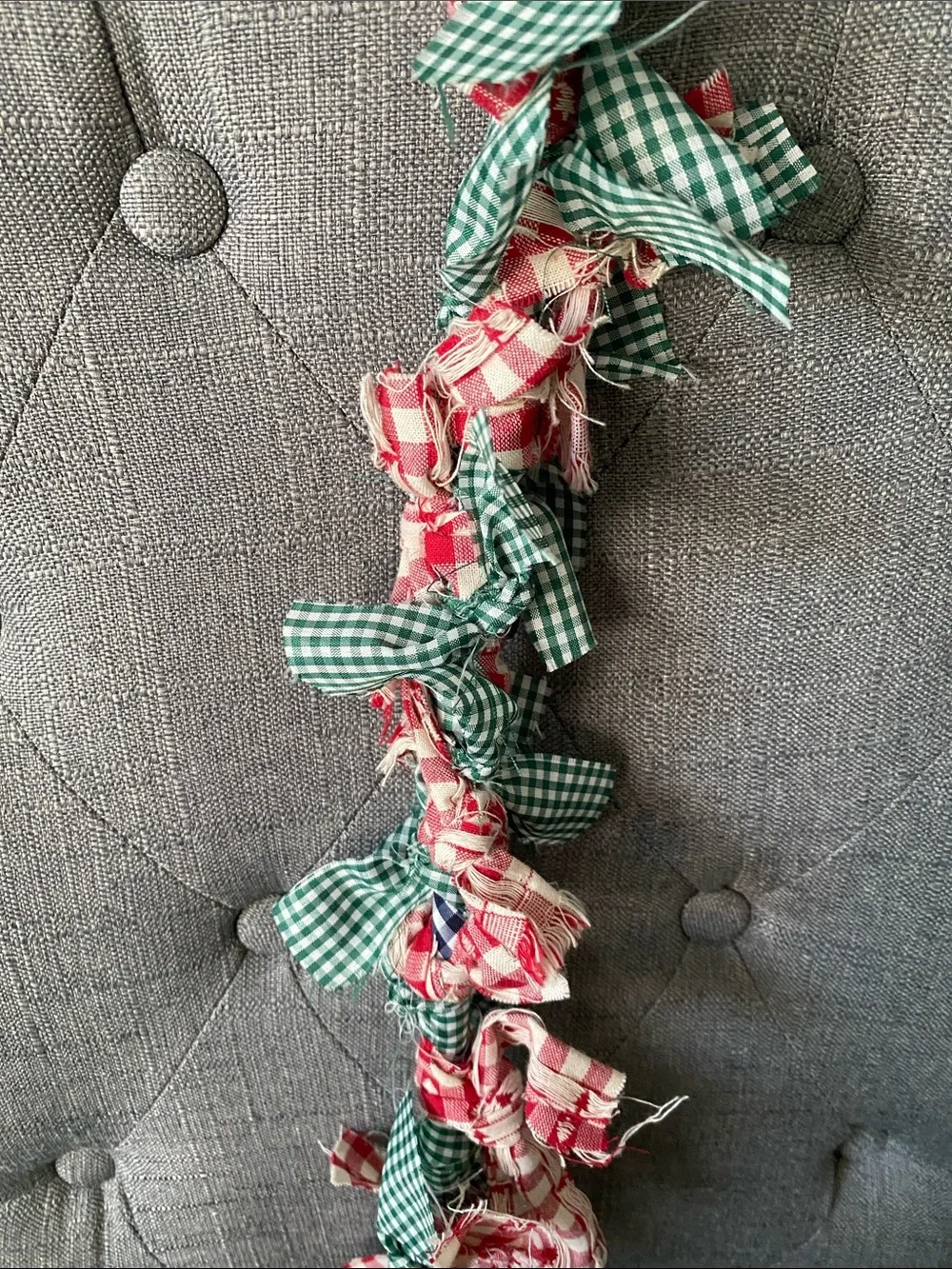 Christmas Red & Green Gingham Holiday Door Garland Candy Cane Shaped